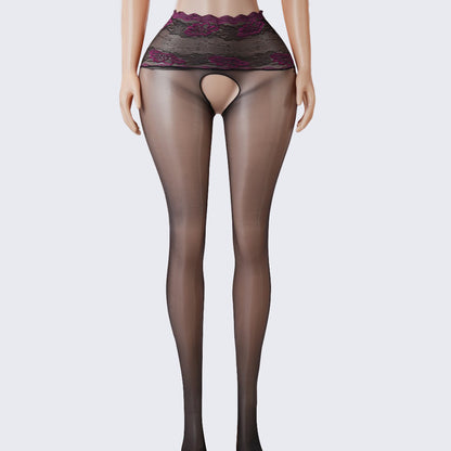 Lace Scented Ultra-Thin See-Through Open-Crotch Pantyhose