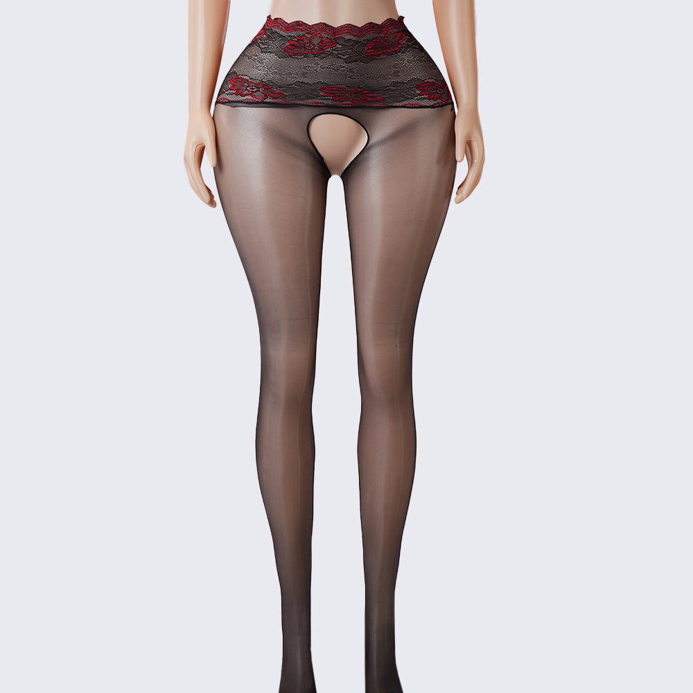 Lace Scented Ultra-Thin See-Through Open-Crotch Pantyhose