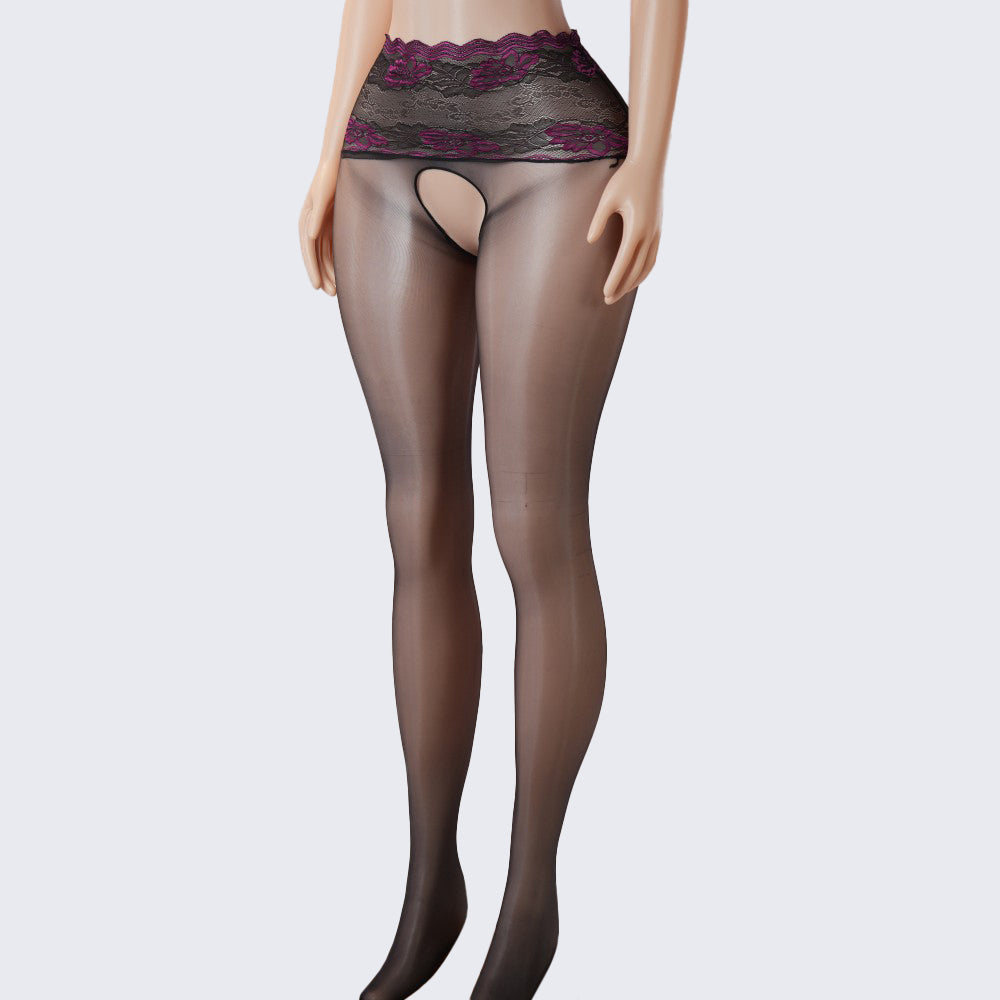 Lace Scented Ultra-Thin See-Through Open-Crotch Pantyhose