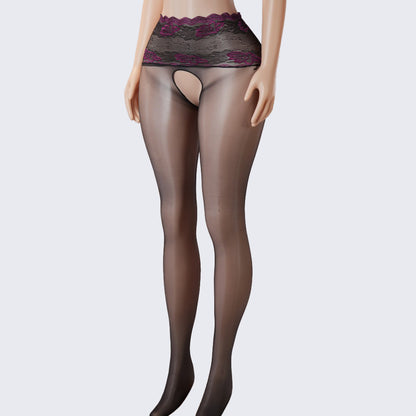 Lace Scented Ultra-Thin See-Through Open-Crotch Pantyhose