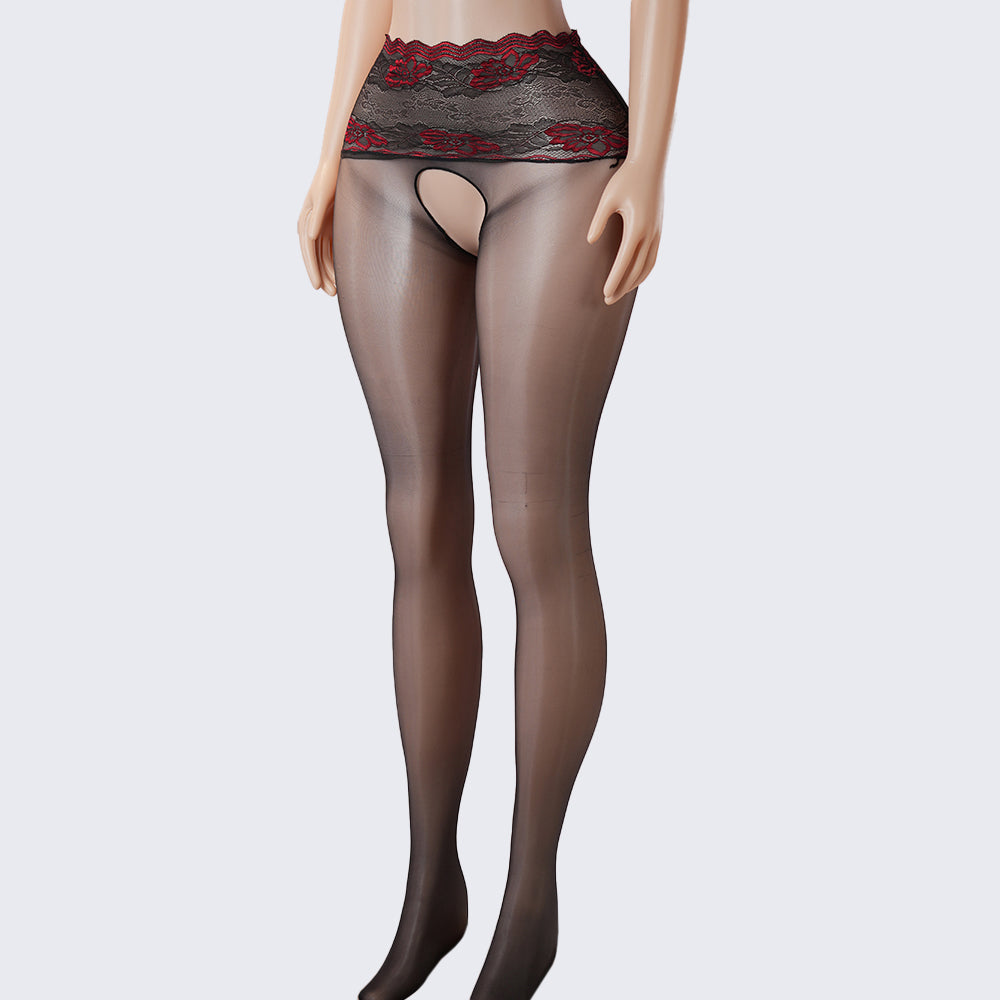 Lace Scented Ultra-Thin See-Through Open-Crotch Pantyhose