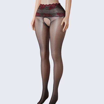 Lace Scented Ultra-Thin See-Through Open-Crotch Pantyhose