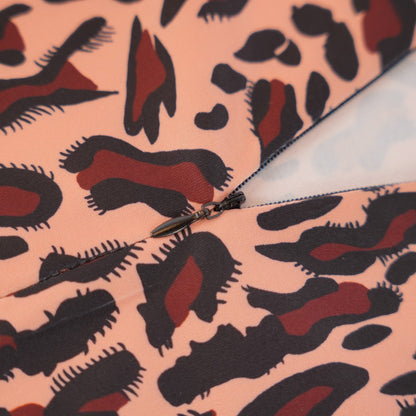 Satin Long Sleeve Leopard Bodycon Jumpsuit