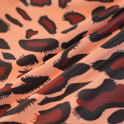 Satin Long Sleeve Leopard Bodycon Jumpsuit