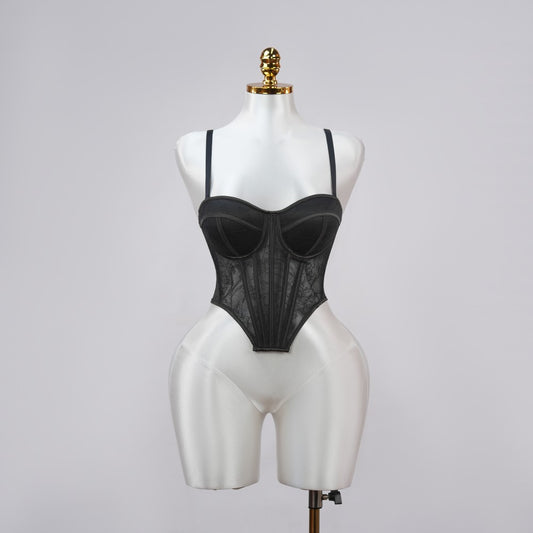 Black Floral Lace Sculpting Corset