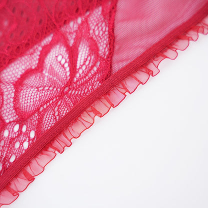 Floral Lace Embroidered Open Crotch Bodysuit