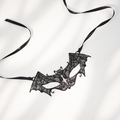 The Midnight Kitten Set: Cat Ear Headband, Bat Mask & Lace choker