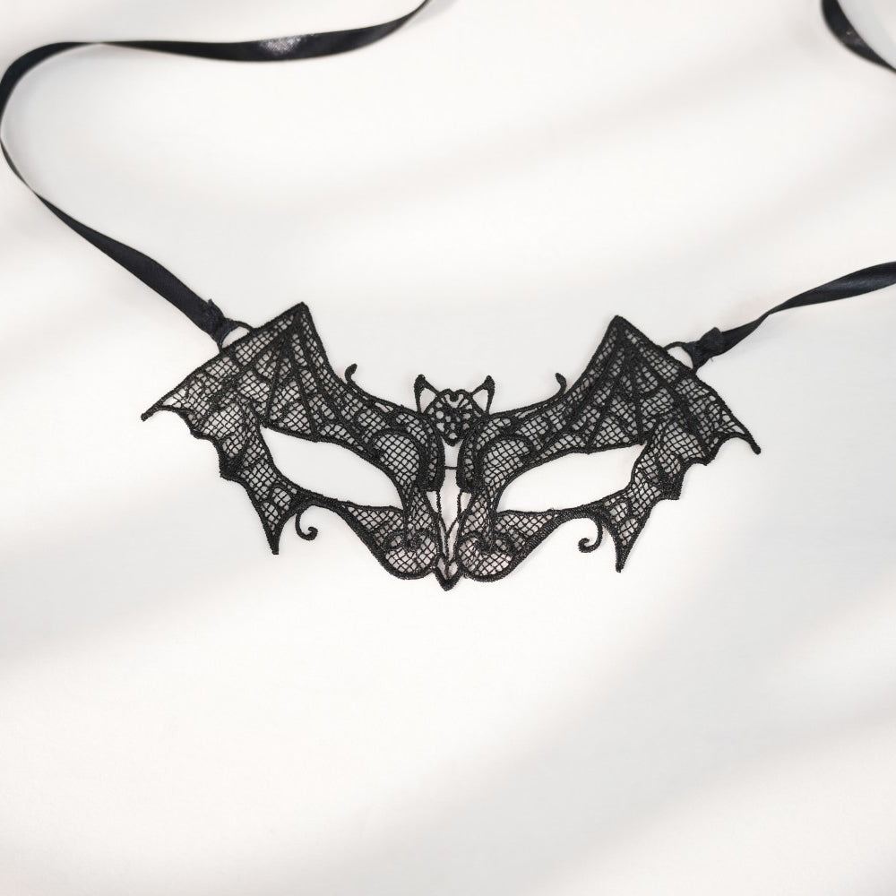 The Midnight Kitten Set: Cat Ear Headband, Bat Mask & Lace choker
