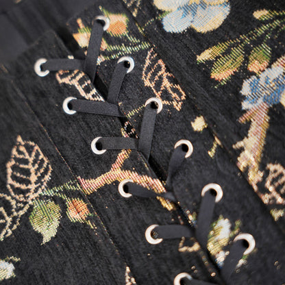 Floral Pattern Black Sculpting Corset
