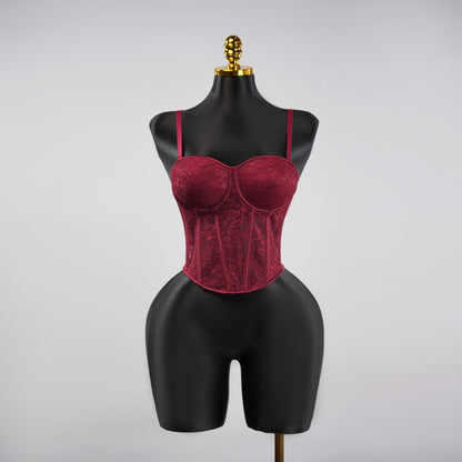 Red Floral Lace Sculpting Corset