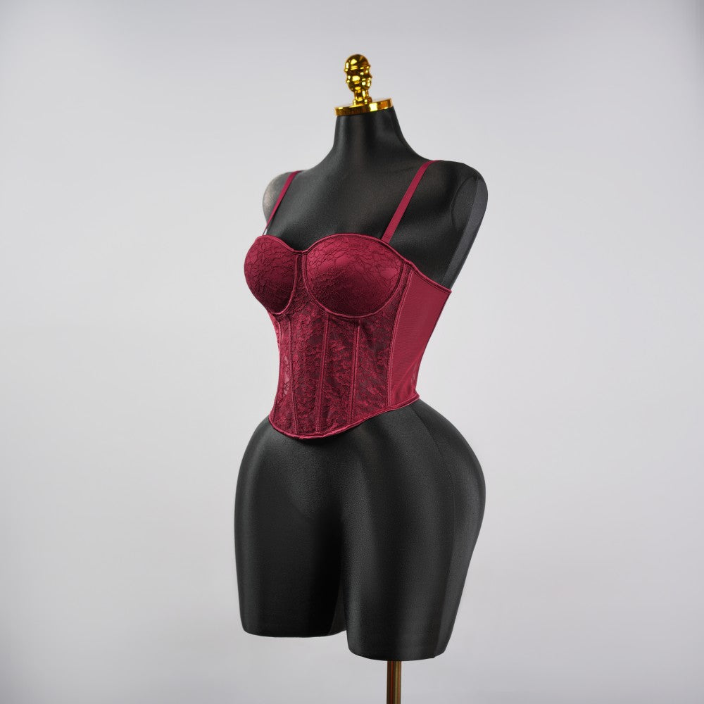 Red Floral Lace Sculpting Corset