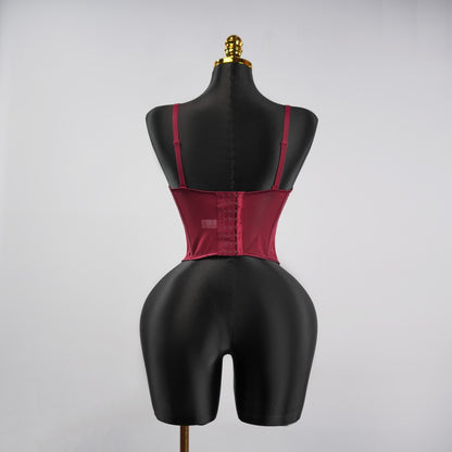 Red Floral Lace Sculpting Corset