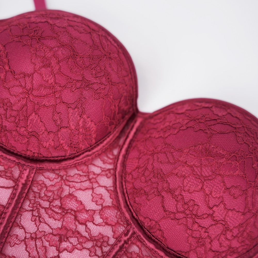 Red Floral Lace Sculpting Corset