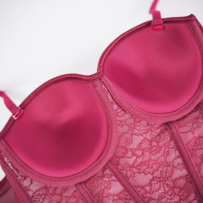 Red Floral Lace Sculpting Corset