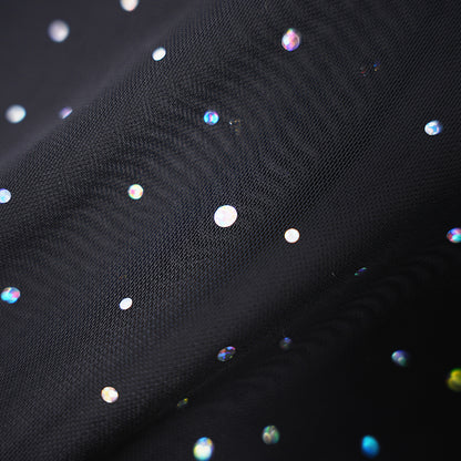 Sparkly Spaghetti Strap Mesh Ruffled Sheer Nightwear Dress Lingerie