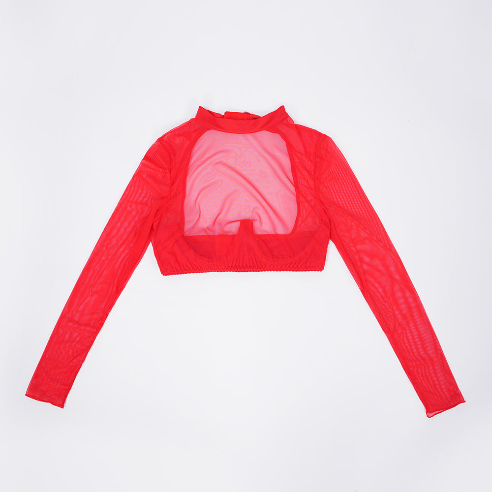 Mesh Crop Top Stockings Set