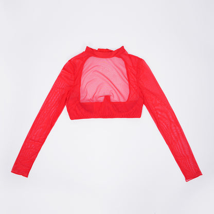 Mesh Crop Top Stockings Set