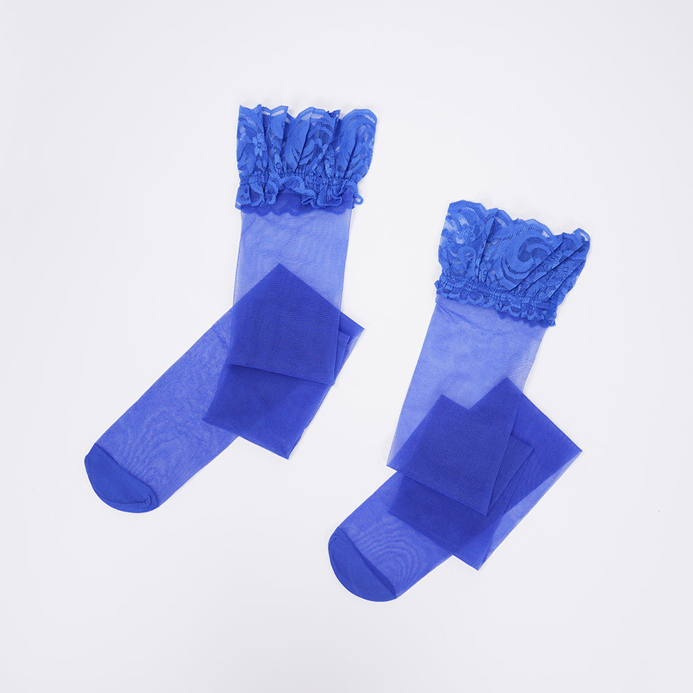 Blue Lace Floral Embroidered Bodysuit