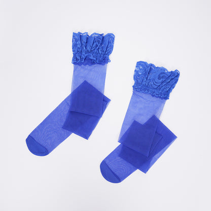 Blue Lace Floral Embroidered Bodysuit