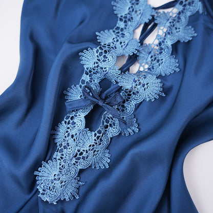 Satin Floral Lace Pajamas Set Nightwear