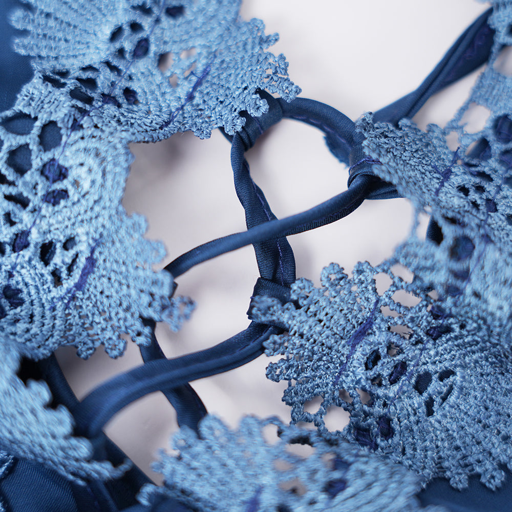 Satin Floral Lace Pajamas Set Nightwear