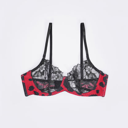 Leopard Print Embroidered Bra Panty Set