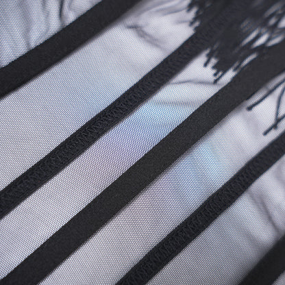 Black Sheer Fringe Corset Panty Set