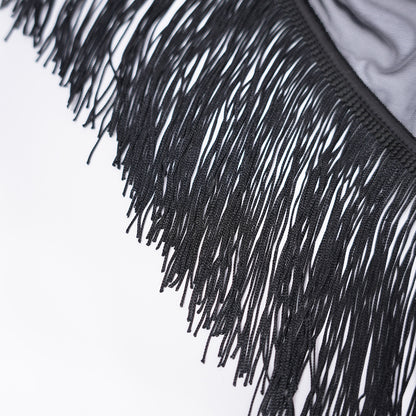 Black Sheer Fringe Corset Panty Set