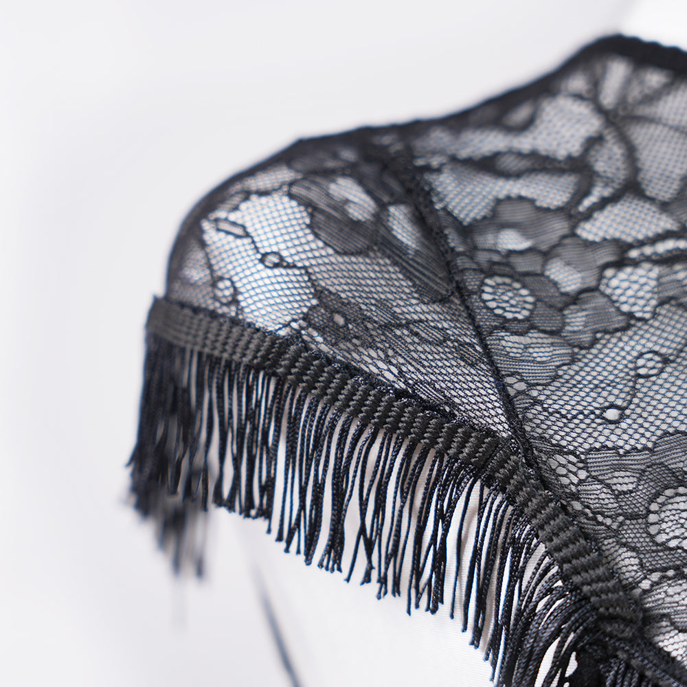 Fringe Sheer Halter Top Panty Set