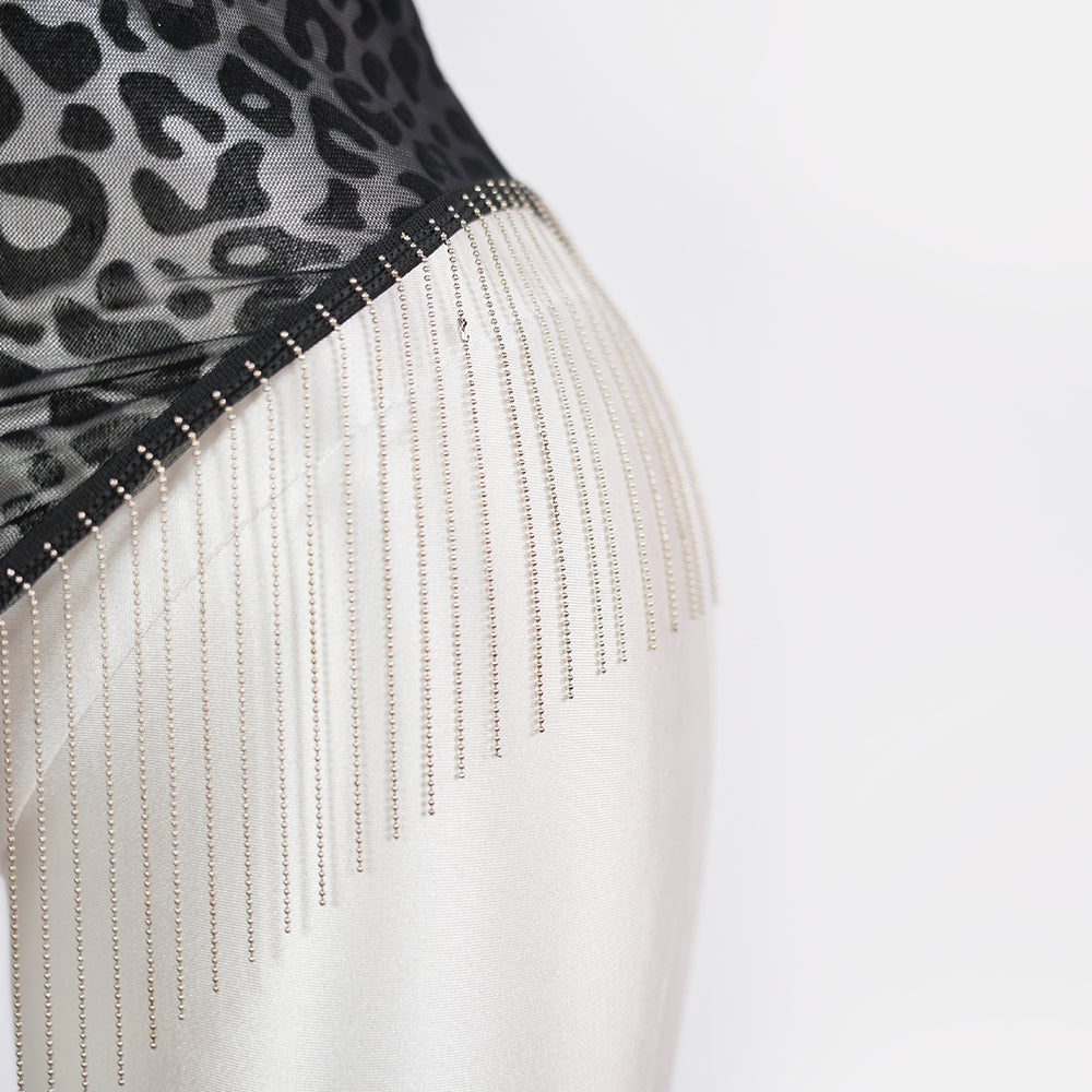 Leopard Print Fringe Daring Cutout Bodysuit