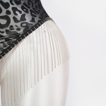 Leopard Print Fringe Daring Cutout Bodysuit