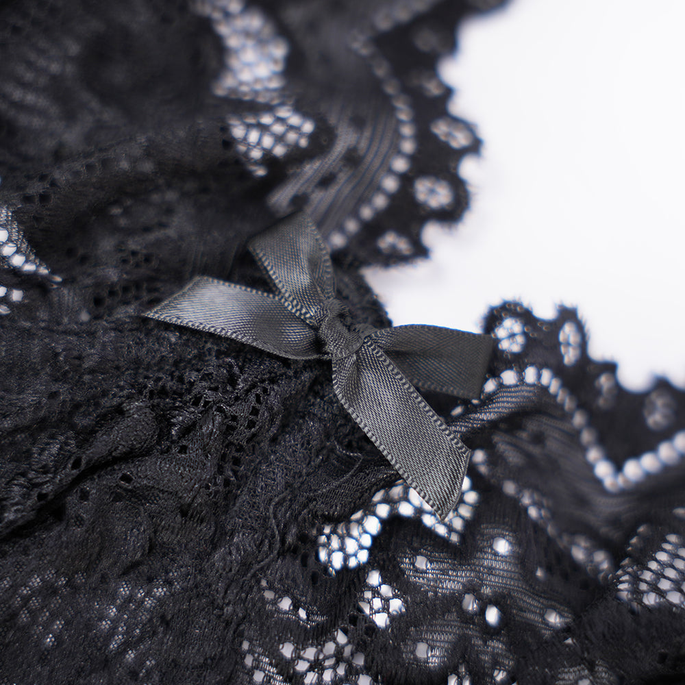 Sheer Black Lace Slip Dress