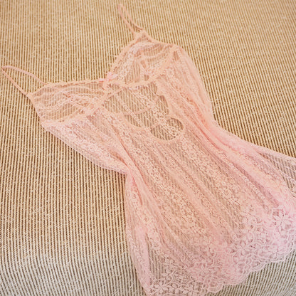 Sheer Pink Lace Chemise Slip Dress