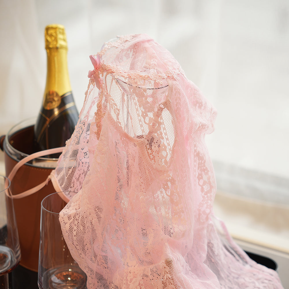 Sheer Pink Lace Chemise Slip Dress