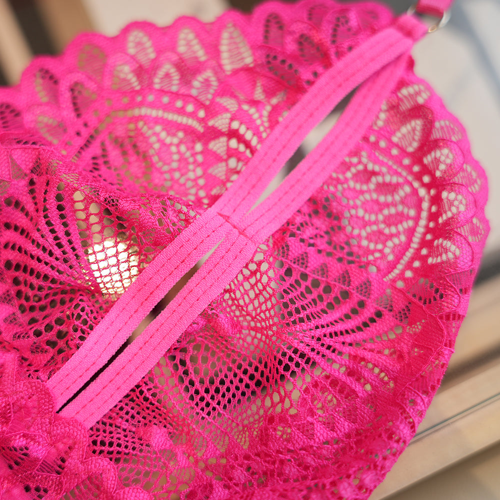 Peach Mesh Lace Lingerie Bodysuit