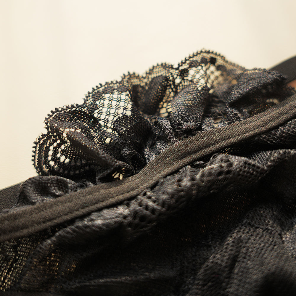 Classic Black Lace Underwire Bra Panty Set