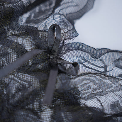 Full-body Lace See-through Top Thong Set