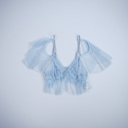 Vintage Polka Dot Light Blue Lace Bra & Panty Sets