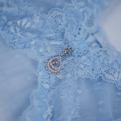 Vintage Polka Dot Light Blue Lace Bra & Panty Sets