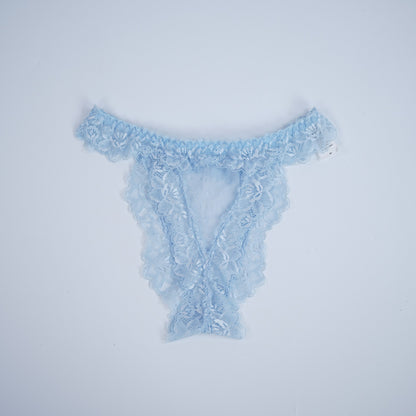 Vintage Polka Dot Light Blue Lace Bra & Panty Sets