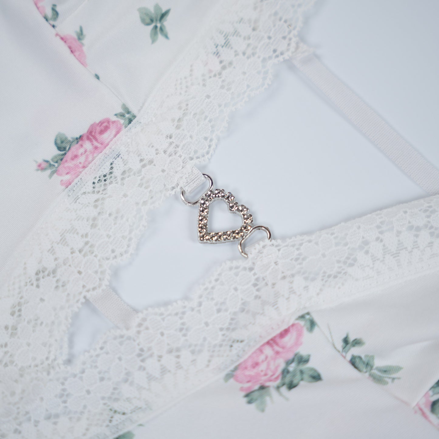 Deep V Lace Floral Print Cami Nightdress