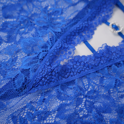 Blue Whispers Lace Lingerie Dress Panty Set
