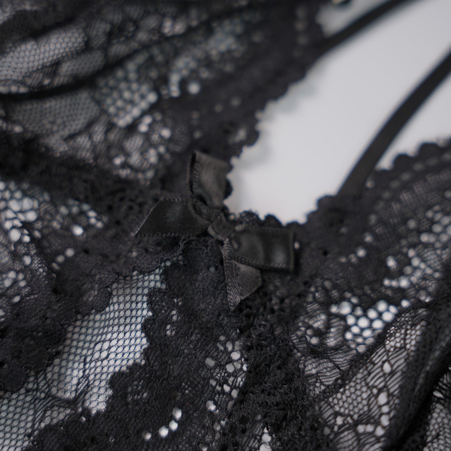 Black Lace Mesh See-Through Bodysuit