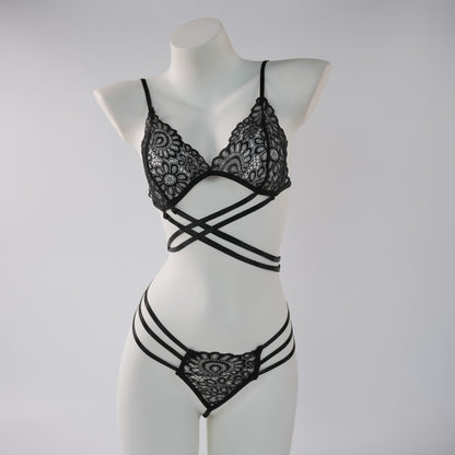 Lace Hollow Splicing Bra & Panty Set