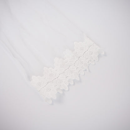 White Long-Sleeved See-through Lace Robe