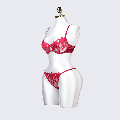 Floral Embroidery Lace Lingerie Set