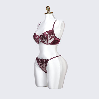 Floral Embroidery Lace Lingerie Set