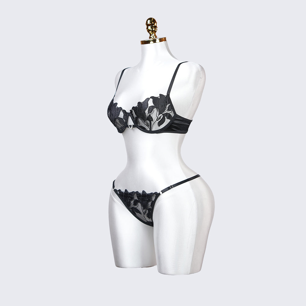 Floral Embroidery Lace Lingerie Set