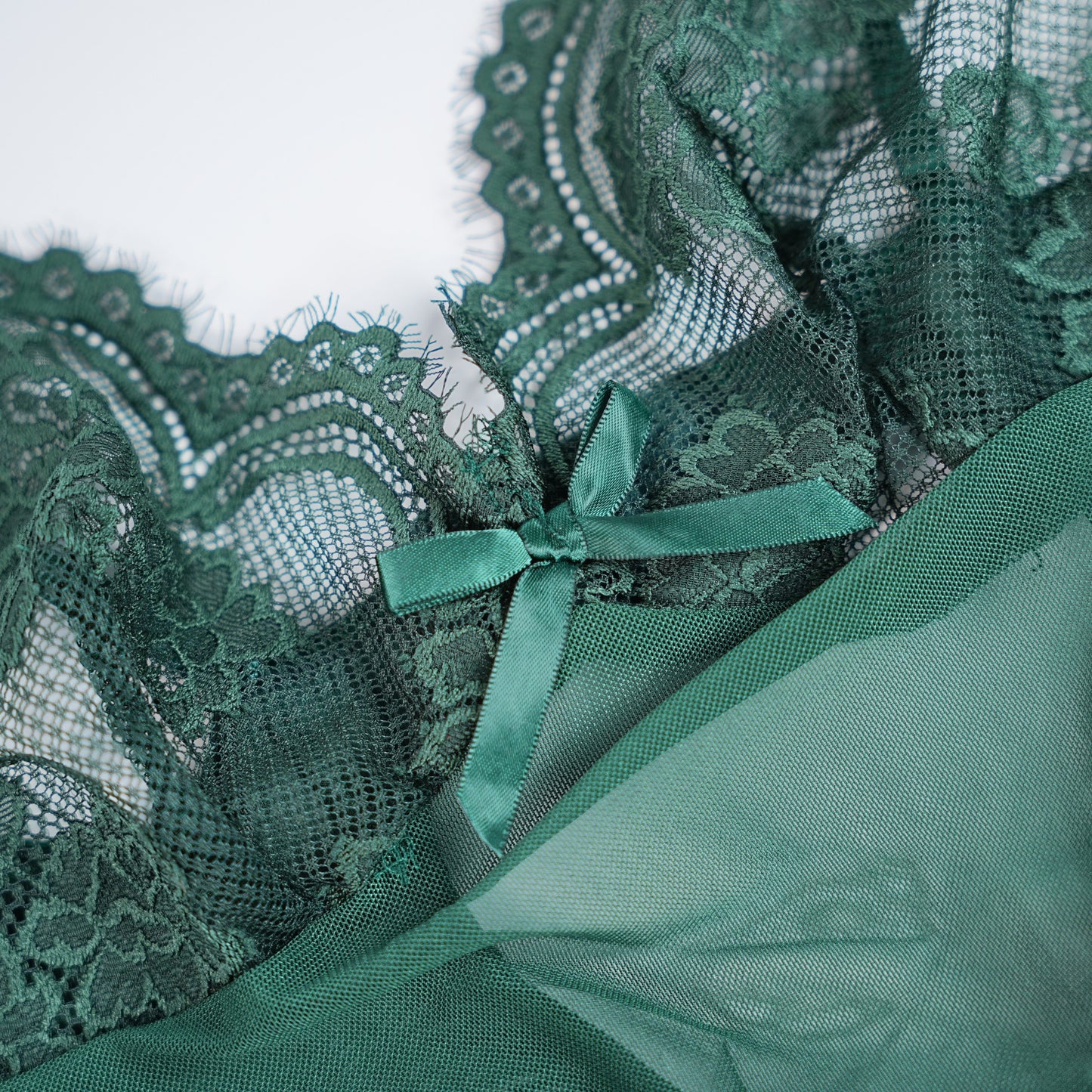 Green Floral Lace Mesh Bodysuit