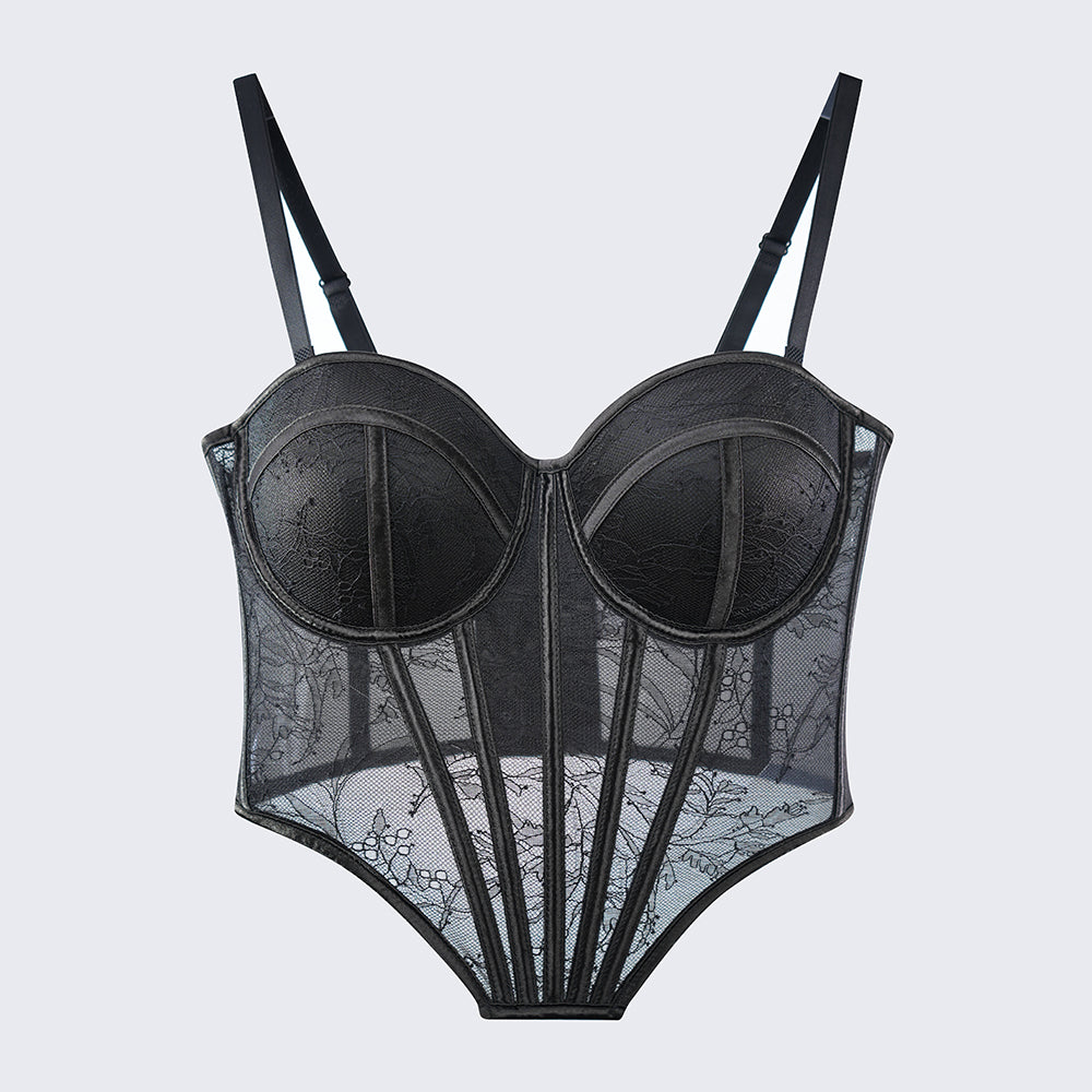 Black Floral Lace Sculpting Corset